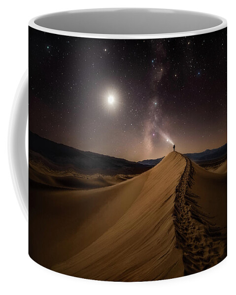 Moon Coffee Mug featuring the photograph Moon and Stars by Henry w Liu
