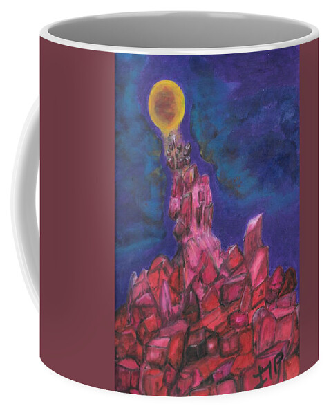 Moon Coffee Mug featuring the painting Moon Crystals by Esoteric Gardens KN
