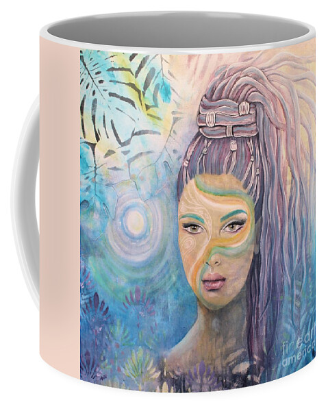 Painting Coffee Mug featuring the painting Moon Goddess 1 by Reina Cottier