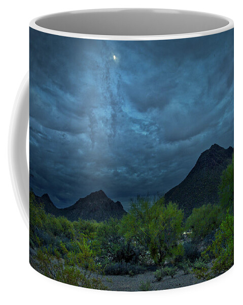 Moon Coffee Mug featuring the photograph Moon over the Tucson Mountains by Chance Kafka
