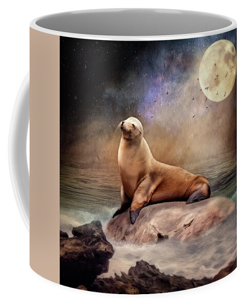 Seal Coffee Mug featuring the digital art Moonlight by Maggy Pease