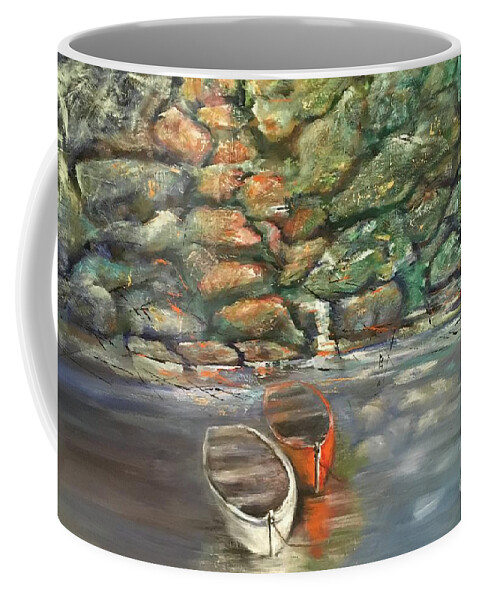 Oil Painting Coffee Mug featuring the painting Moonlight by Maria Karlosak