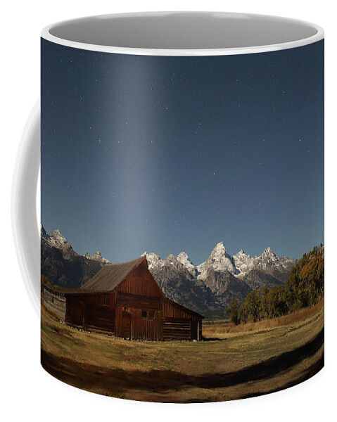 Barn Coffee Mug featuring the photograph Moonlight on Moulton Barn 2020 by Jean Clark