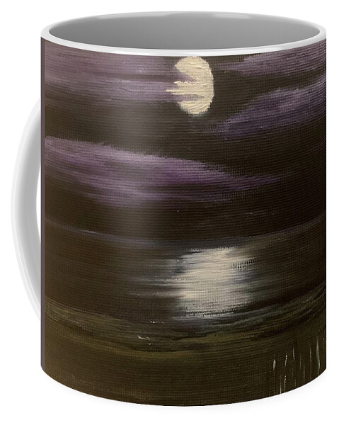 Oil Painting Coffee Mug featuring the painting Moonlight Over Ludington by Lisa White
