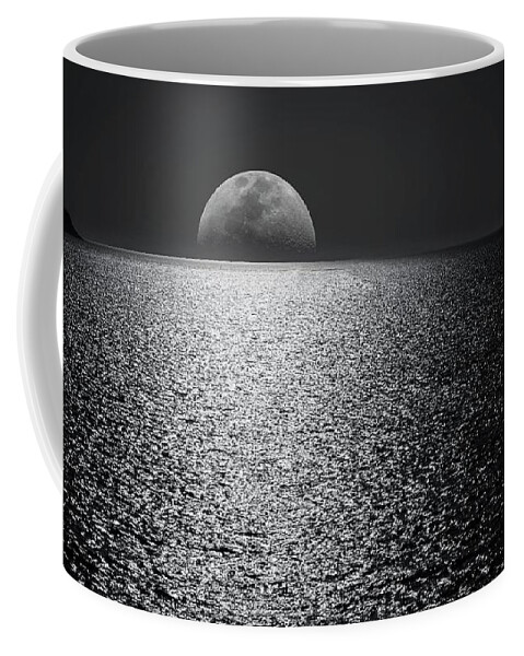 Moon Coffee Mug featuring the mixed media Moonlight Swim by Teresa Trotter