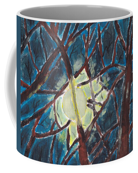 Acrylic Coffee Mug featuring the painting Moonlight through the Trees by Christopher Reed