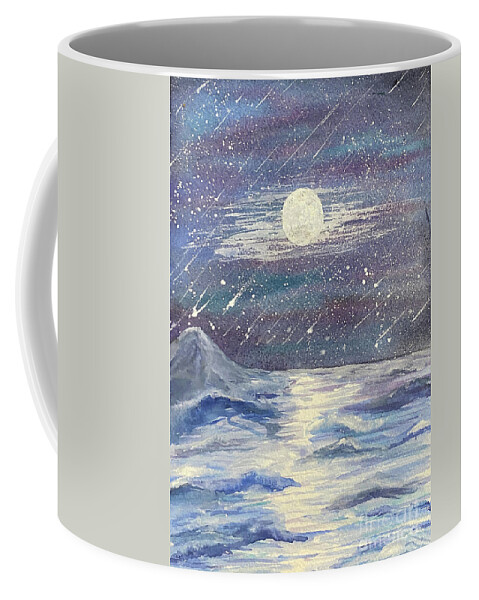 Moon Coffee Mug featuring the painting Moonlit Sea by Lisa Neuman