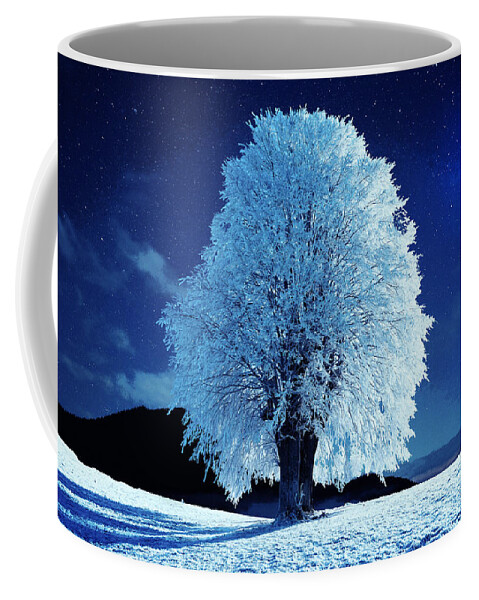 Moonlit Night Coffee Mug featuring the photograph Moonlit Winter Night by Alex Mir