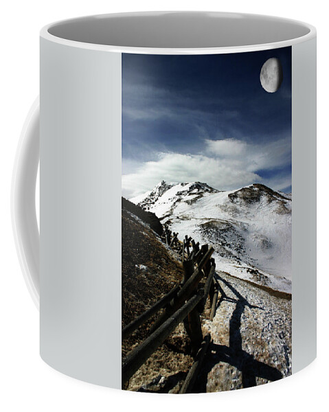 Gap Coffee Mug featuring the photograph Moonrise Over A Rail Fence, Loveland Pass by Wayne King