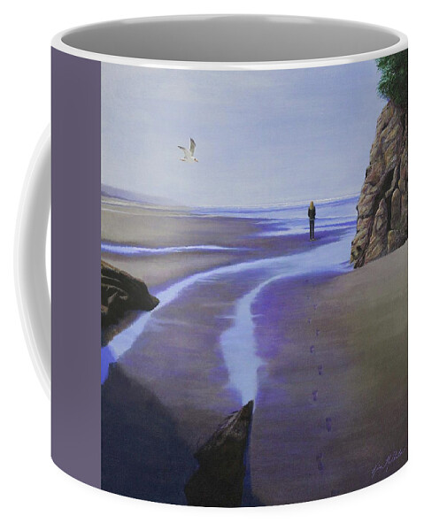 Kim Mcclinton Coffee Mug featuring the painting Low Tide on Moonstone Beach by Kim McClinton
