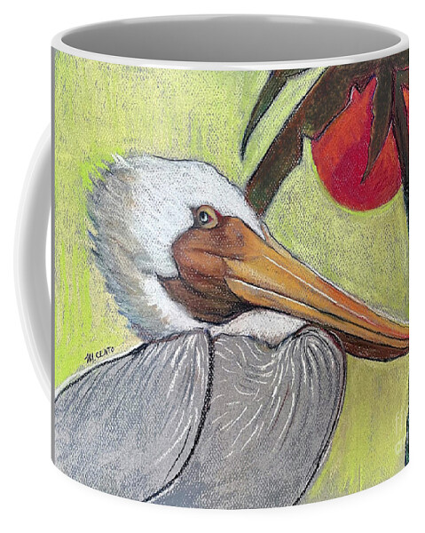 Pelican Coffee Mug featuring the pastel Red Moon by Mafalda Cento
