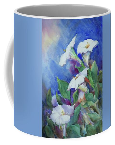 Moonflowers Coffee Mug featuring the painting Moonstruck by Sue Kemp