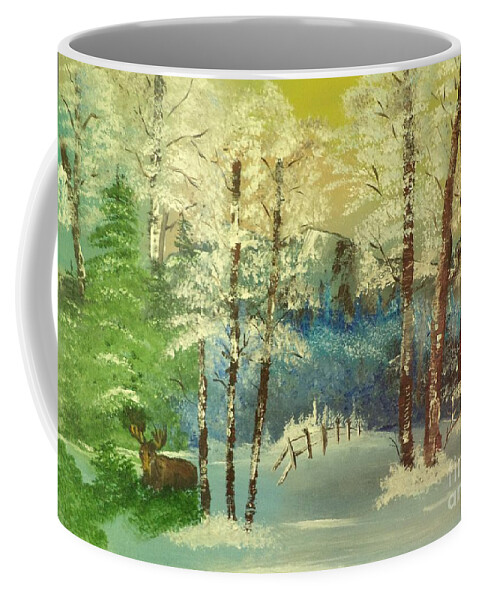 #artist # Art # Acrylic # Painting # Home # Office Coffee Mug featuring the painting Moose Lurking # 182 by Donald Northup