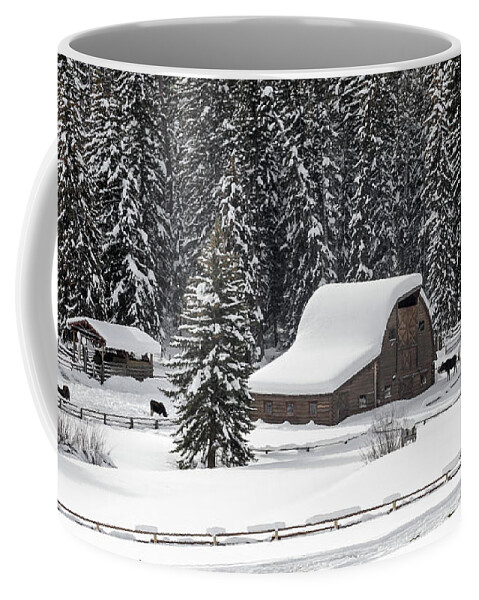 Snow Coffee Mug featuring the photograph Moose Ranch by Ronnie And Frances Howard