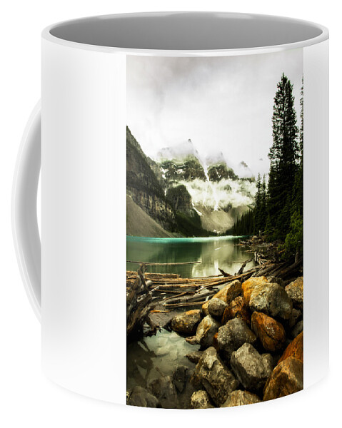 British Coffee Mug featuring the photograph Moraine Lake In Portrait by Monte Arnold