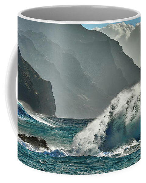 Nature Coffee Mug featuring the photograph More Waves in Kauai by Jon Glaser