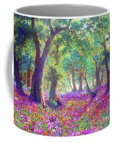Landscape Coffee Mug featuring the painting Morning Dew by Jane Small