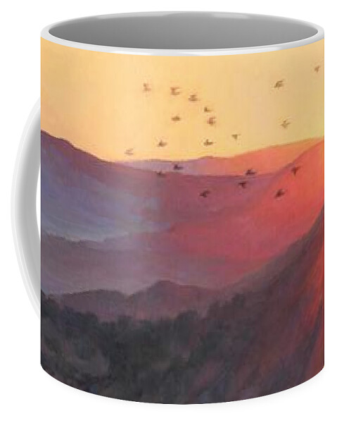 Sunrise Coffee Mug featuring the painting Morning Flight by Sharon Weaver