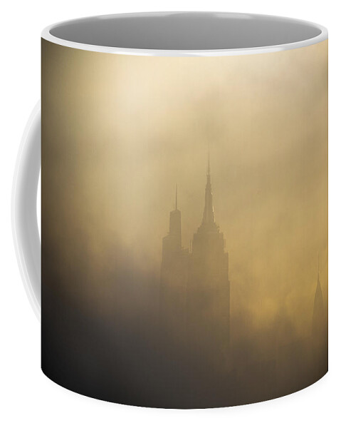 Nyc Coffee Mug featuring the photograph Morning Fog over NYC by Alina Oswald