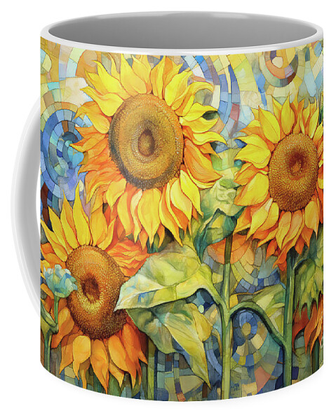 Sunflowers Coffee Mug featuring the painting Morning Glory Sunflowers by Tina LeCour