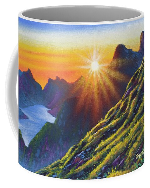 Acrylic Coffee Mug featuring the painting Morning Heights by Timothy Stanford