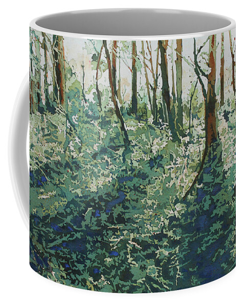 Forest Coffee Mug featuring the painting Morning Shadows by Jenny Armitage