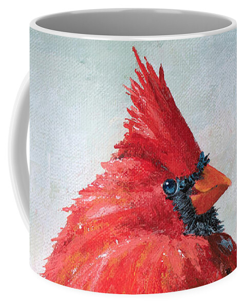 Cardinal Coffee Mug featuring the painting Morning Song - Cardinal Painting by Annie Troe