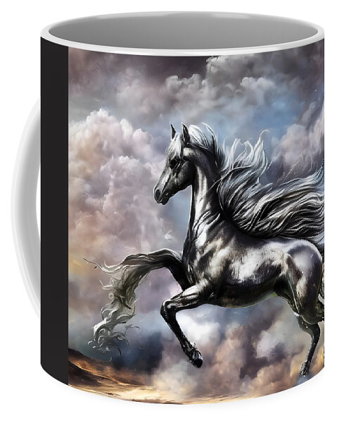 Digital Horse Silver Morphing Coffee Mug featuring the digital art Morphing by Beverly Read