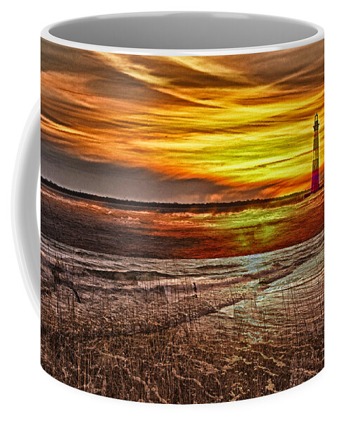 Lighthouse Coffee Mug featuring the photograph Morris Island Lighthouse Sunrise by Bill Barber