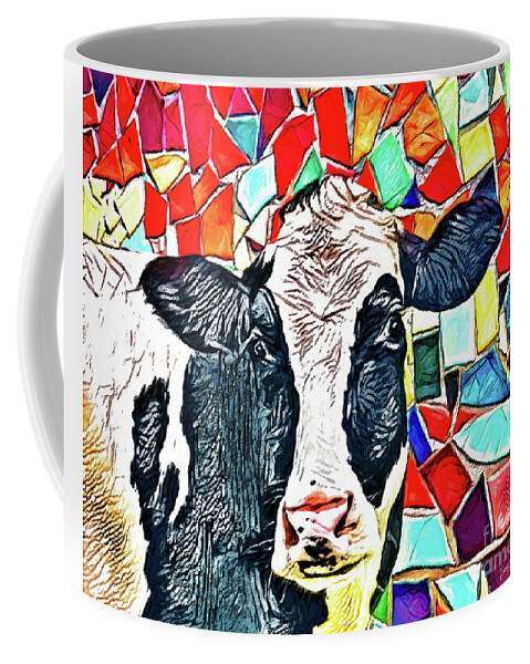 Cow Coffee Mug featuring the painting Mosaic Dairy Cow by Tina LeCour