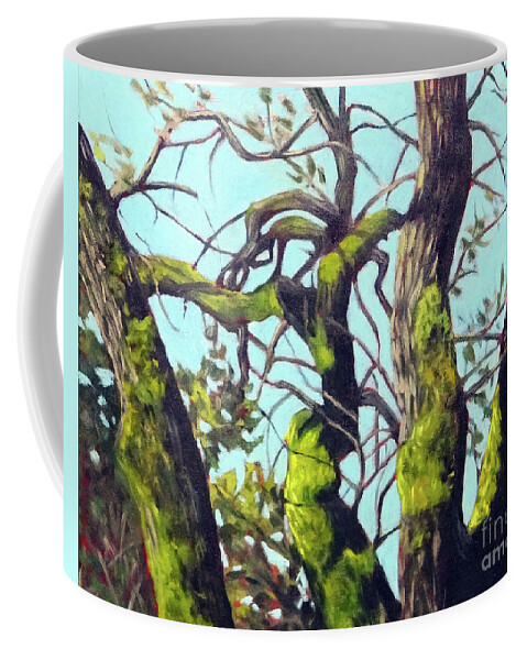 Northern California Landscape Coffee Mug featuring the painting Moss on Oaks, Oroville CA by Barbara Oertli
