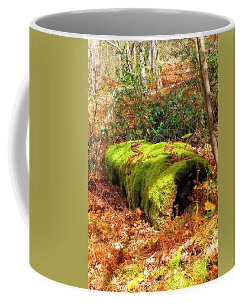 Moss-covered Log Coffee Mug featuring the photograph Mossy retreat by Lynn Hunt