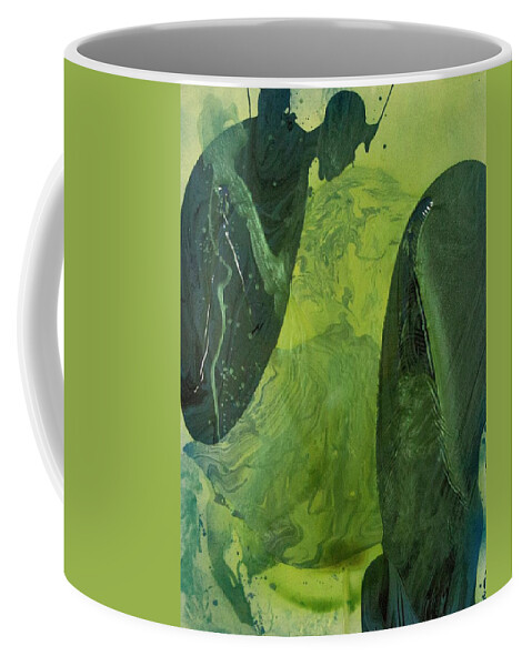 Abstract Coffee Mug featuring the painting Mother Earth and The Eagle's Eye by Eva Amsellem
