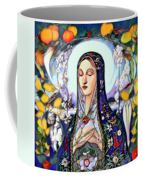 The Virgin Mary Coffee Mug featuring the digital art Mother Mary by Pennie McCracken