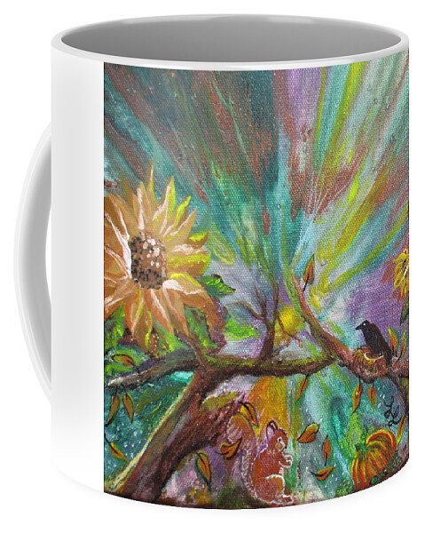 Mother Nature Harvest Unhinged Coffee Mug featuring the painting Mother Nature Harvest Unhinged by Lynn Raizel Lane