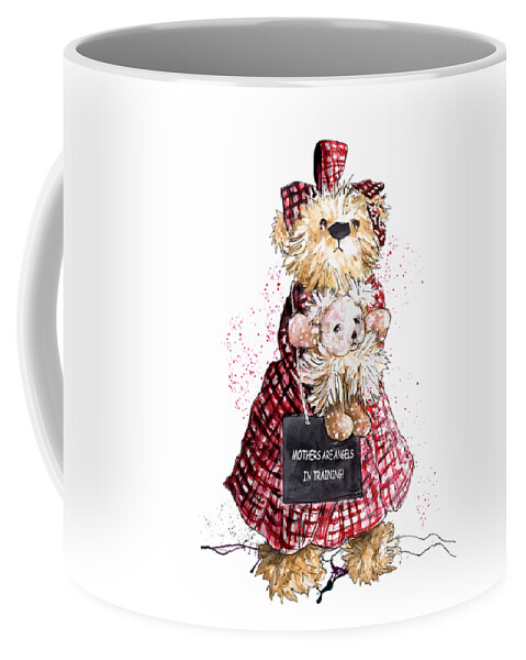 Teddy Coffee Mug featuring the painting Mothers Are Angels In Training by Miki De Goodaboom