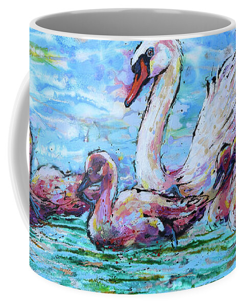  Coffee Mug featuring the painting Vigilant White Swan by Jyotika Shroff