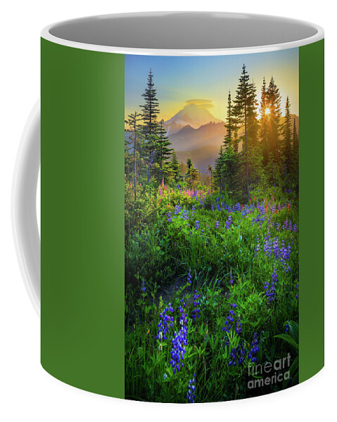America Coffee Mug featuring the photograph Mount Rainier Sunburst by Inge Johnsson