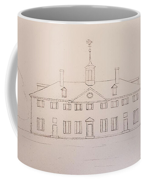Sketch Coffee Mug featuring the drawing Mount Vernon by John Klobucher