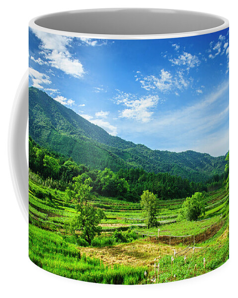 Forest Coffee Mug featuring the photograph Mountain and countryside scenery by Carl Ning