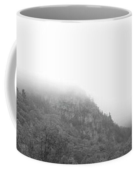 Black Coffee Mug featuring the photograph Mountain Fog Panorama by Carolyn Hutchins