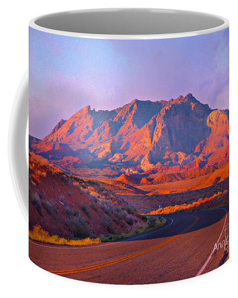 Desert Mountain With Evening Colors Coffee Mug featuring the digital art Mountain near Ticaboo Ut. by Annie Gibbons