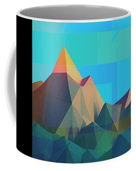 Cool Art Coffee Mug featuring the digital art Mountain Peaks - Modern Geometric Art by Ronald Mills