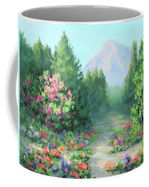 Mountain Coffee Mug featuring the painting Mountain View by Karen Ilari