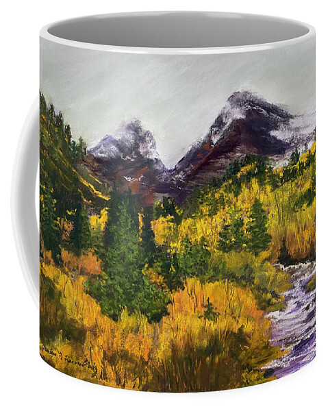 Mountain Coffee Mug featuring the painting Mountain Vista by Charlene Fuhrman-Schulz