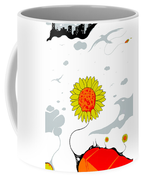 Sunflower Coffee Mug featuring the drawing Mourning Peace by Craig Tilley