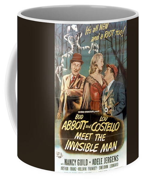 Abbott Coffee Mug featuring the mixed media Movie poster for ''Abbott and Costello Meet the Invisible Man'', 1951 by Stars on Art
