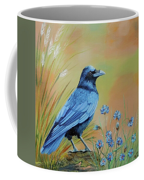 Crow Coffee Mug featuring the painting Mr. Machismo by Connie Rish