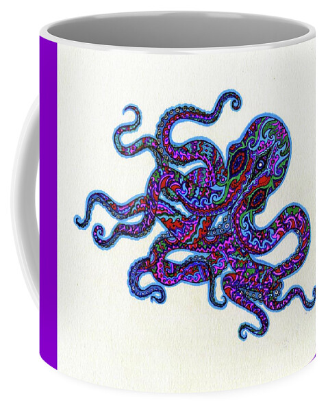 Octopus Coffee Mug featuring the drawing Mr Octopus by Baruska A Michalcikova
