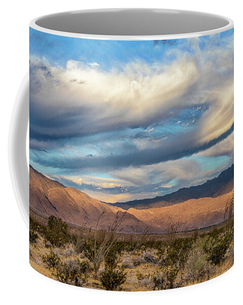 Anza - Borrego Desert State Park Coffee Mug featuring the photograph Morning Clouds over the Desert by Peter Tellone